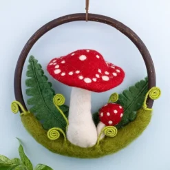 Hot Felt Forest Ring Red Toadstool Wall Decor | Felt Flowers