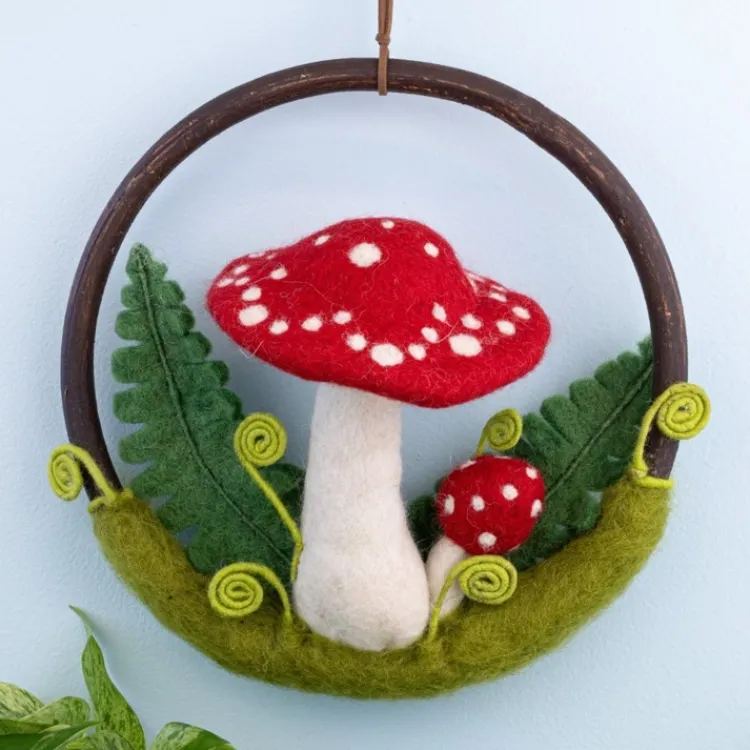 Hot Felt Forest Ring Red Toadstool Wall Decor | Felt Flowers