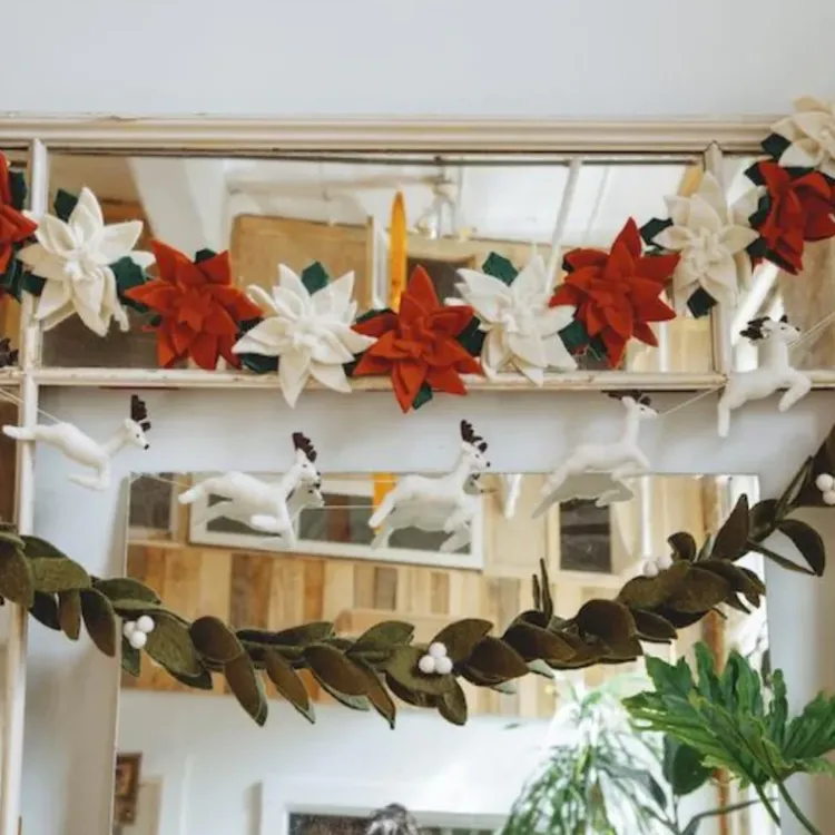 Discount Felt Poinsettia Garland Garlands