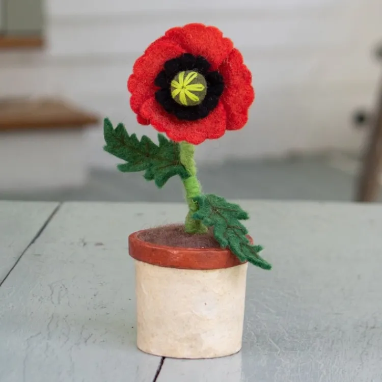 Clearance Felt Potted Flower Poppy Felt Flowers