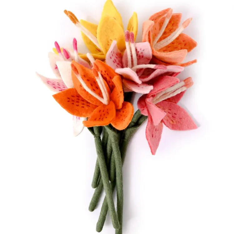 Outlet Felt Stargazer Lily White Felt Flowers