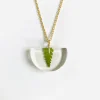 Hot Fern Half Moon Pendant Necklaces