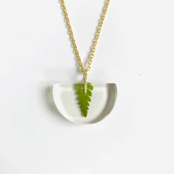 Hot Fern Half Moon Pendant Necklaces