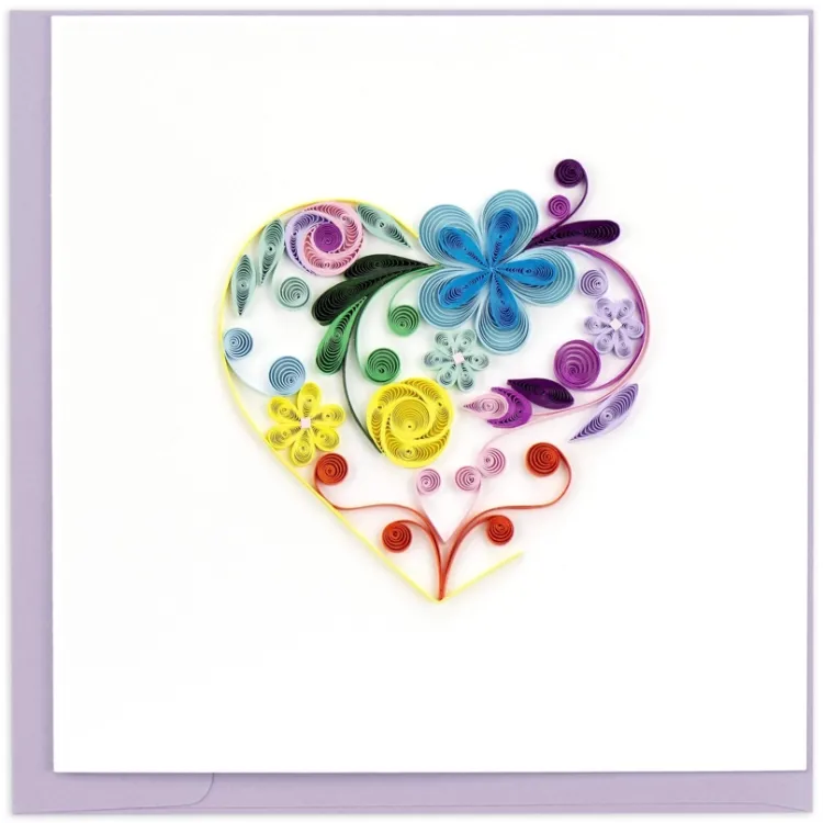 Fashion Floral Rainbow Heart Quilling Card Love Cards