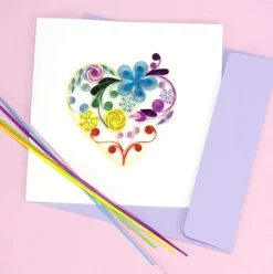 Fashion Floral Rainbow Heart Quilling Card Love Cards