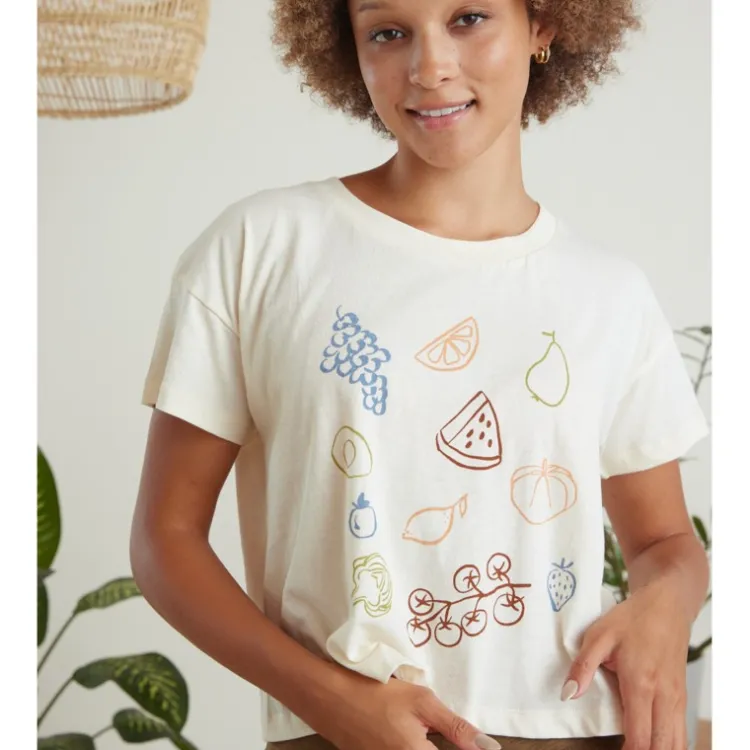 Discount Fruit & Veggies Crop Tee Tops & Tunics