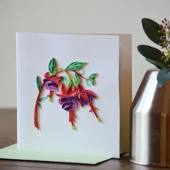 Clearance Fuchsia Quilling Card Bird & Flower Cards