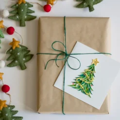 New Gold Garland Christmas Tree Quilling Card Christmas Cards