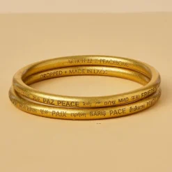 Outlet Gold Tone Peace All Around Bangle Standard Bracelets & Cuffs