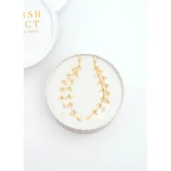 Hot Graceful Willow Zircon and Gold Dangle Earrings Fight Trafficking | Earrings