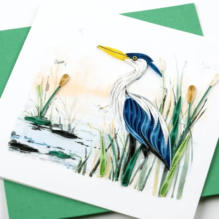 Hot Great Blue Heron Quilling Card Frame It! | Bird & Flower Cards