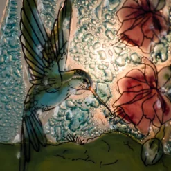 Hot Green Hummingbird on Blue with Pink Flower Night Light Lanterns & Night Lights