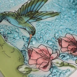 Hot Green Hummingbird on Blue with Pink Flower Night Light Lanterns & Night Lights