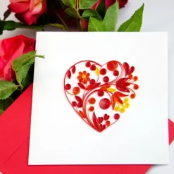 Hot Heart Quilling Card Love Cards