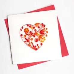 Hot Heart Quilling Card Love Cards