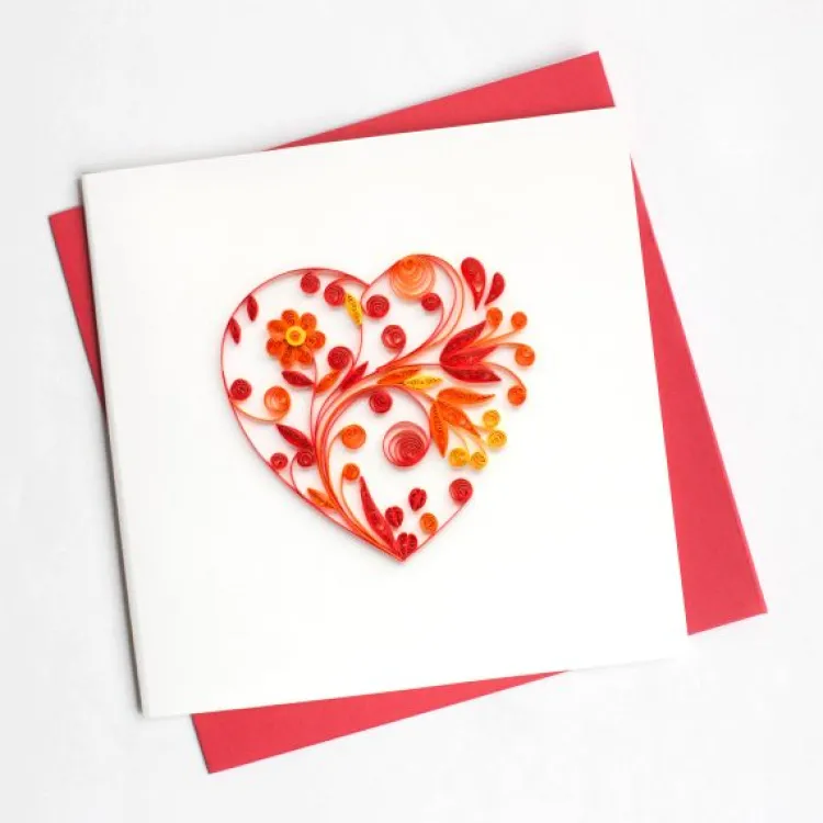 Hot Heart Quilling Card Love Cards