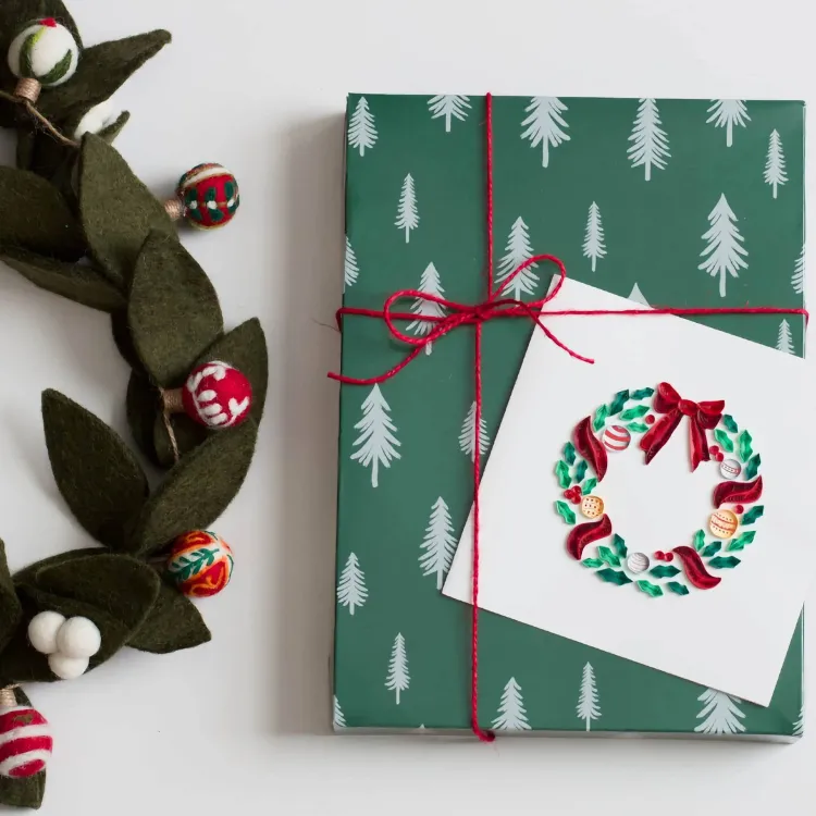 Outlet Holiday Wreath with Ornaments Quilling Card Christmas Cards