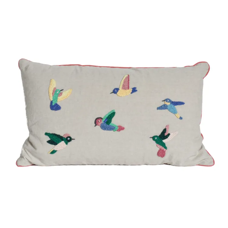 Discount Hummingbirds Embroidered Pillow 12″ x 20″ Pillows
