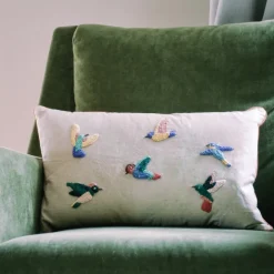 Discount Hummingbirds Embroidered Pillow 12″ x 20″ Pillows