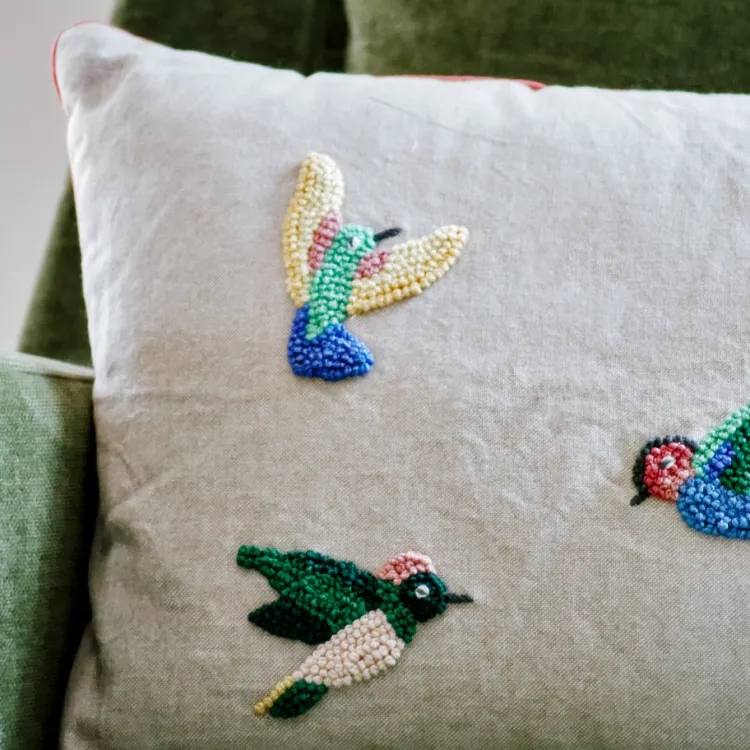 Discount Hummingbirds Embroidered Pillow 12″ x 20″ Pillows