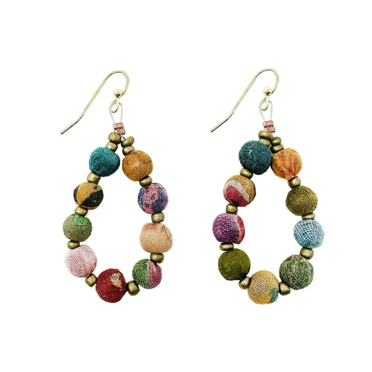New Kantha Beaded Teardrop Earrings Kantha Jewelry | Earrings