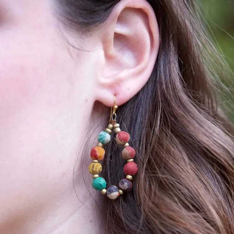 New Kantha Beaded Teardrop Earrings Kantha Jewelry | Earrings