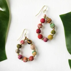 New Kantha Beaded Teardrop Earrings Kantha Jewelry | Earrings
