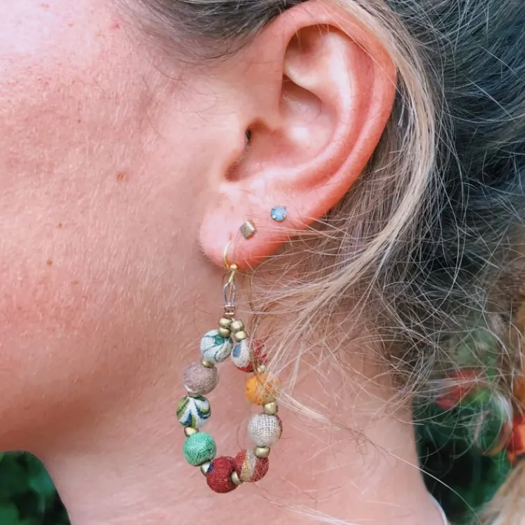 New Kantha Beaded Teardrop Earrings Kantha Jewelry | Earrings