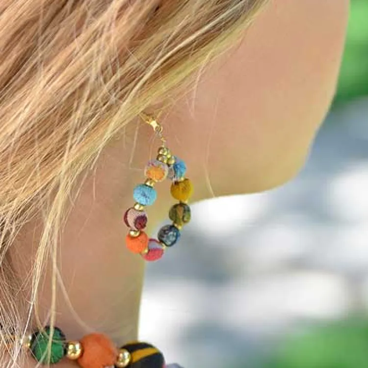 New Kantha Beaded Teardrop Earrings Kantha Jewelry | Earrings