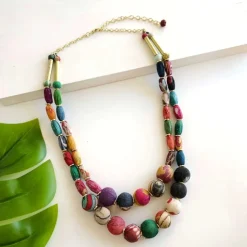 Clearance Kantha Cylinder Necklace Kantha Jewelry | Necklaces
