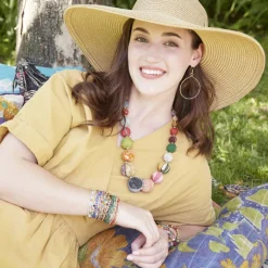 Fashion Kantha Graduated Bead Statement Necklace Kantha Jewelry | Necklaces