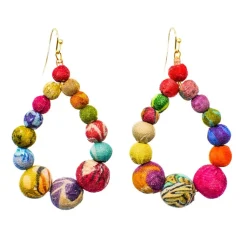 New Kantha Graduated Teardrop Earrings Kantha Jewelry | Earrings