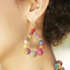 New Kantha Graduated Teardrop Earrings Kantha Jewelry | Earrings