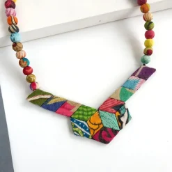 Fashion Kantha Stained Glass Necklace Kantha Jewelry | Necklaces