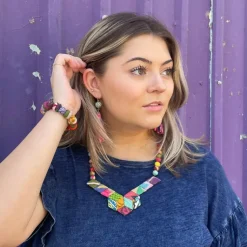Fashion Kantha Stained Glass Necklace Kantha Jewelry | Necklaces