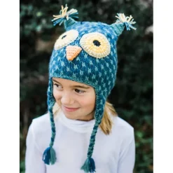 Discount Kids Knit Blue Owl Hat Knitwear