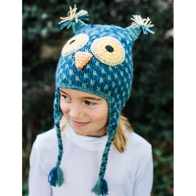 Discount Kids Knit Blue Owl Hat Knitwear
