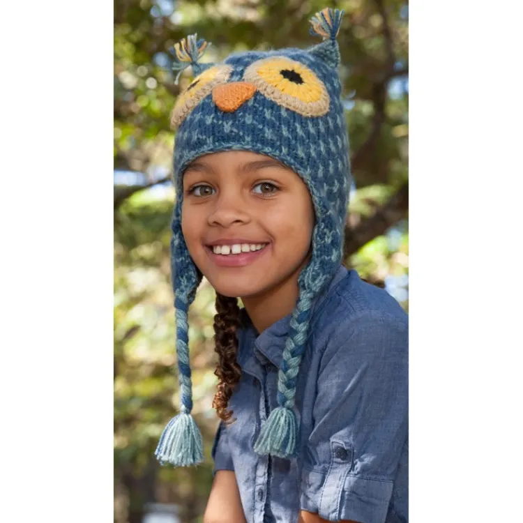 Discount Kids Knit Blue Owl Hat Knitwear