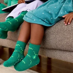 New Kids Socks That Give Books Green Dinosaur Socks