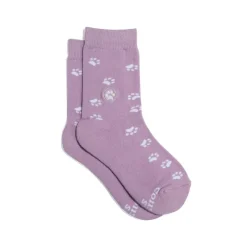 Best Kids Socks that Save Dogs Purple Paw Prints Socks