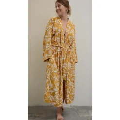 Discount Kimono Robe Frangipani Turmeric Women Women’s Sale