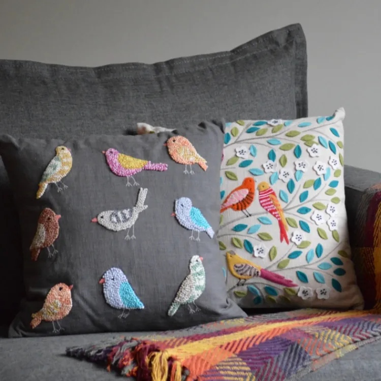 New Knotty Bird Embroidered Pillow Pillows