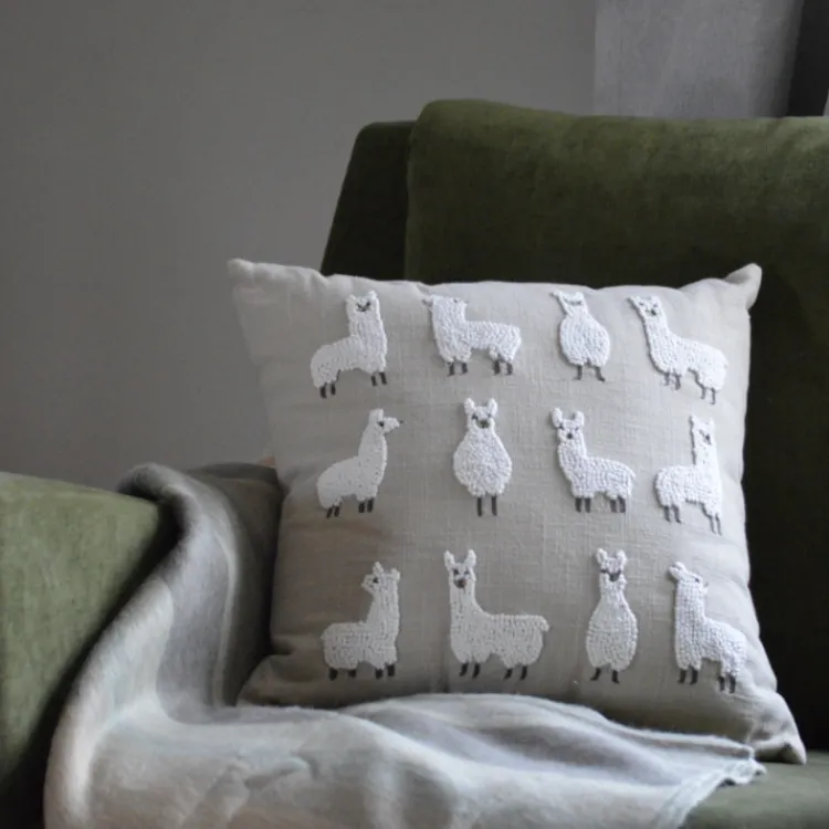 Discount Knotty Llama Embroidered Pillow Pillows