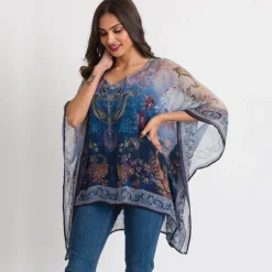 Clearance Kumari Top – Navy Multi Tops & Tunics