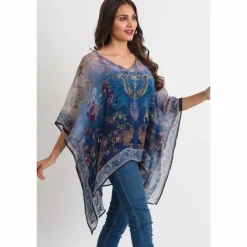 Clearance Kumari Top – Navy Multi Tops & Tunics