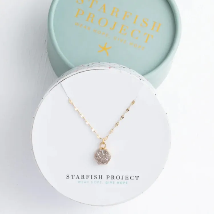 New Let the Light in Gold Necklace Rose Druzy Fight Trafficking | Necklaces