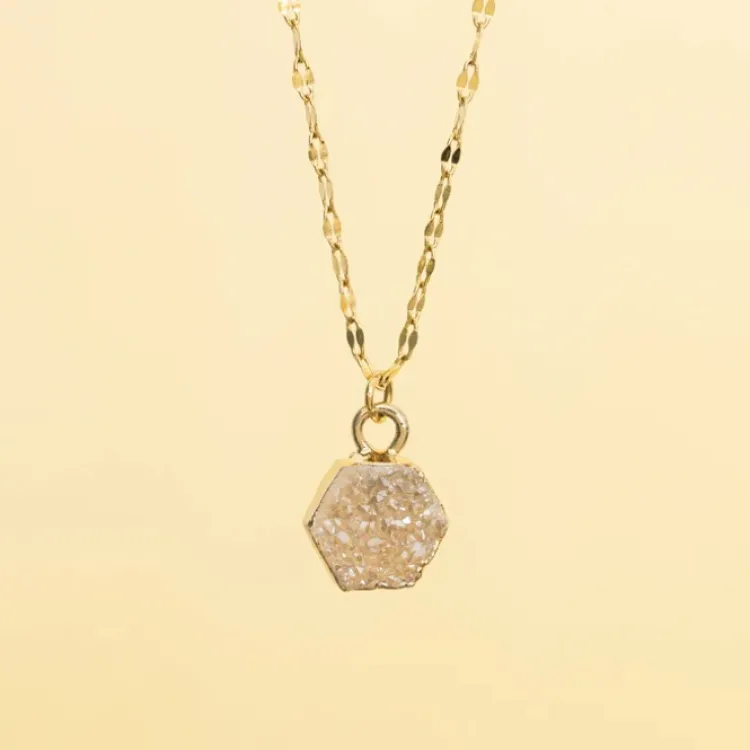 New Let the Light in Gold Necklace Rose Druzy Fight Trafficking | Necklaces