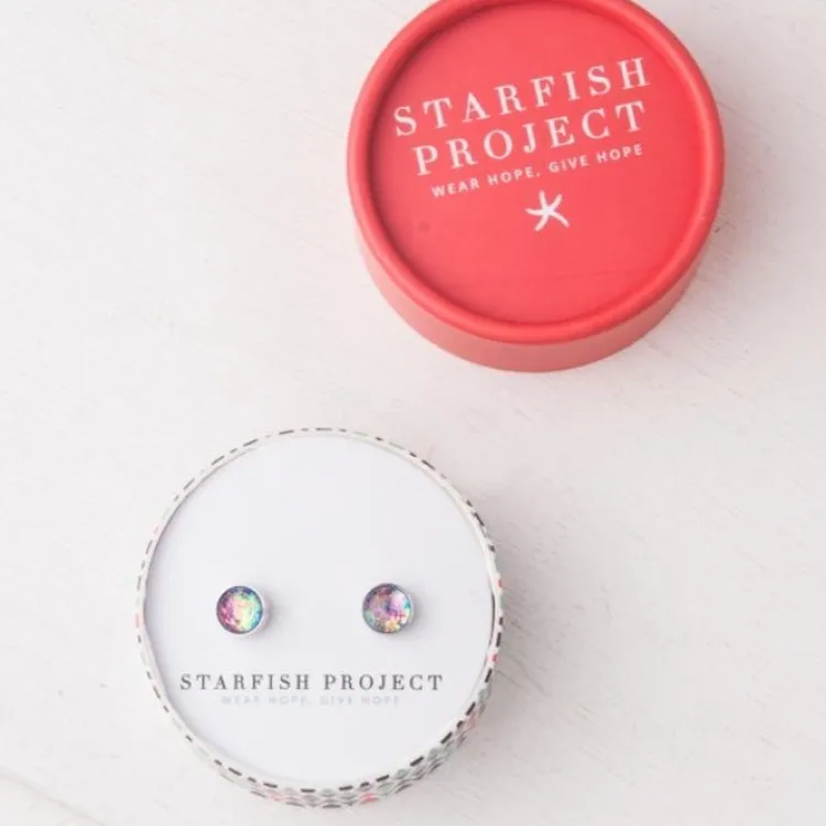 Sale Lora Lavender & Silver Stud Earrings Fight Trafficking | Earrings