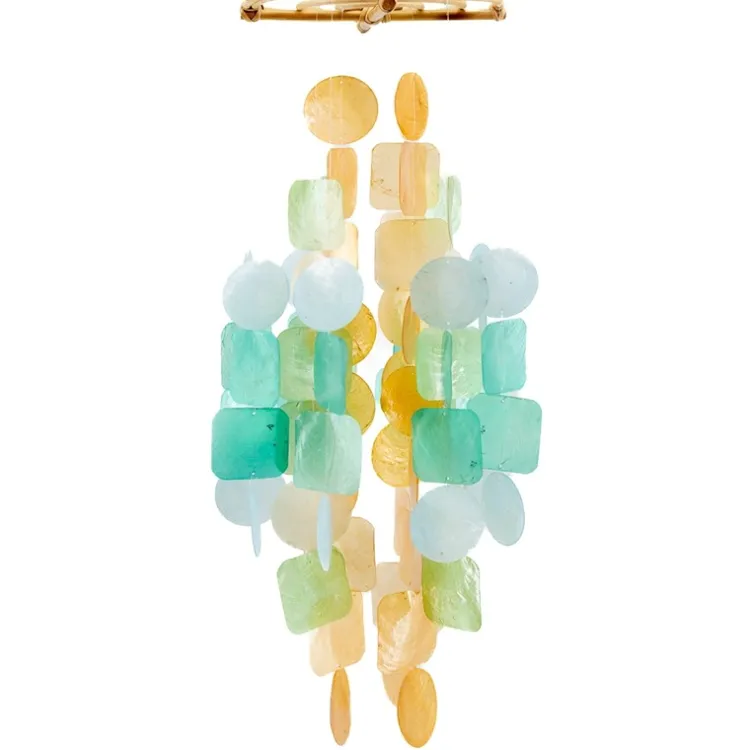 Best Medium Capiz Shell Chime – Tropical Flowers Capiz Wind Chimes