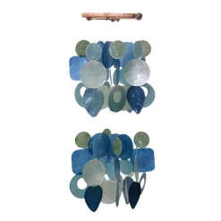 Clearance Mini Chandelier Capiz Wind Chime – Green Blue Capiz Wind Chimes